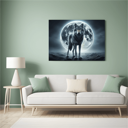 Majestic Wolf Under Moonlight - Animal Wall Art - Aestheticanvas