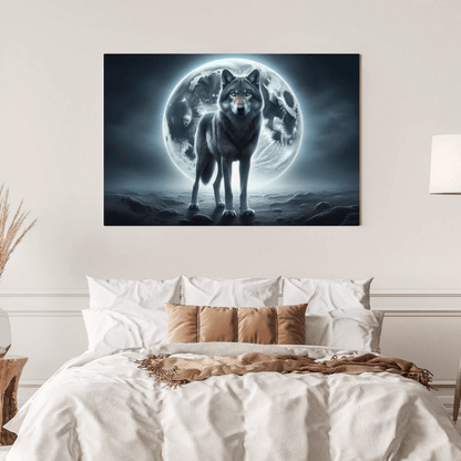 Majestic Wolf Under Moonlight - Animal Wall Art - Aestheticanvas