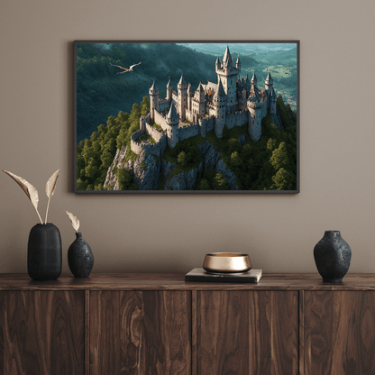 Medieval Dragon Castle - Fantasy Wall Art - Aestheticanvas