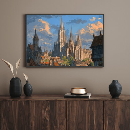 Medieval Gothic Cityscape - Fantasy Wall Art - Aestheticanvas