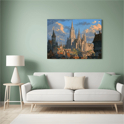 Medieval Gothic Cityscape - Fantasy Wall Art - Aestheticanvas