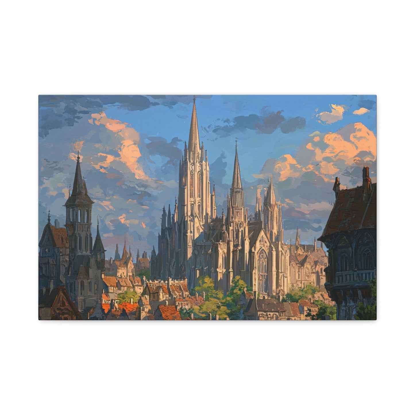 Medieval Gothic Cityscape - Fantasy Wall Art - Aestheticanvas