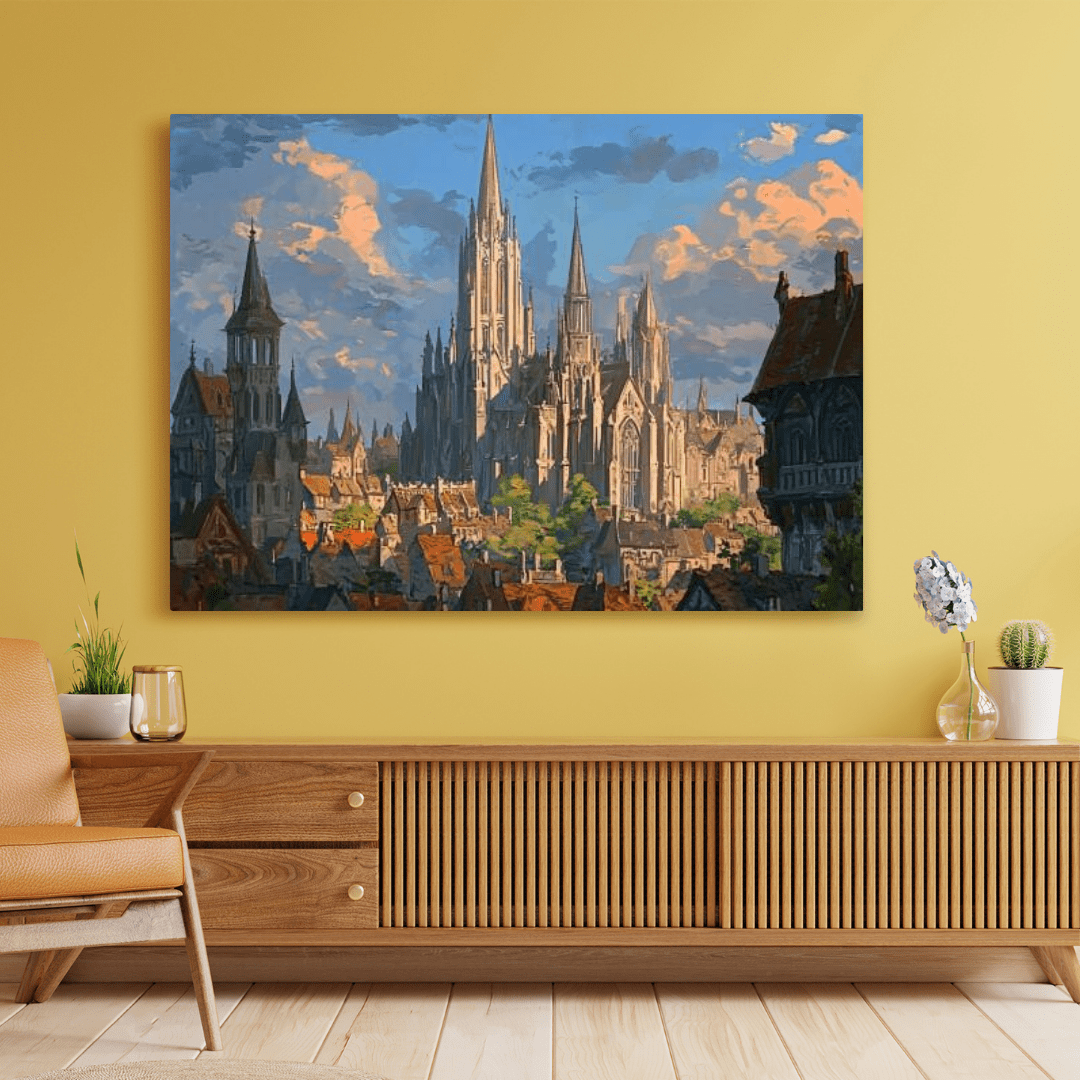 Medieval Gothic Cityscape - Fantasy Wall Art - Aestheticanvas