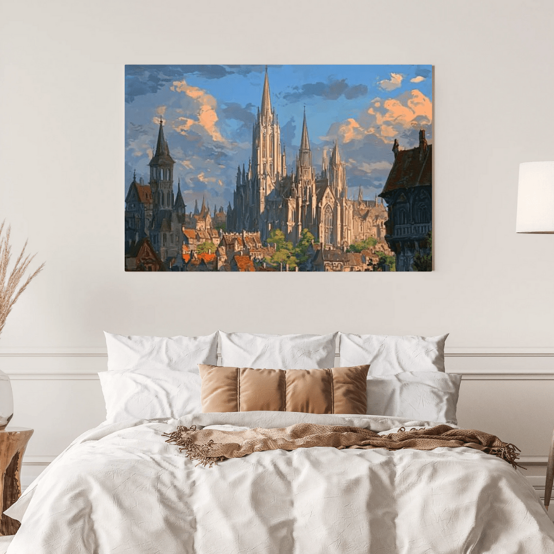 Medieval Gothic Cityscape - Fantasy Wall Art - Aestheticanvas