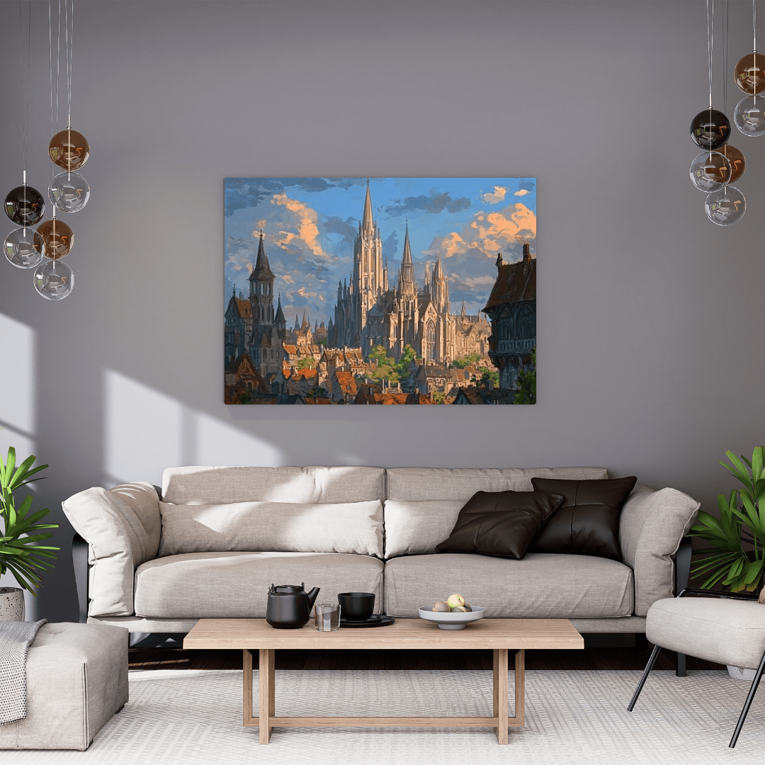 Medieval Gothic Cityscape - Fantasy Wall Art - Aestheticanvas