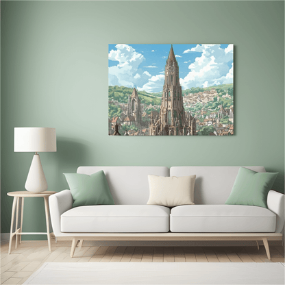 Medieval Gothic Cityscape - Fantasy Wall Art - Aestheticanvas