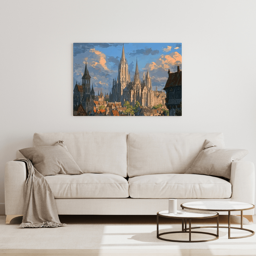 Medieval Gothic Cityscape - Fantasy Wall Art - Aestheticanvas