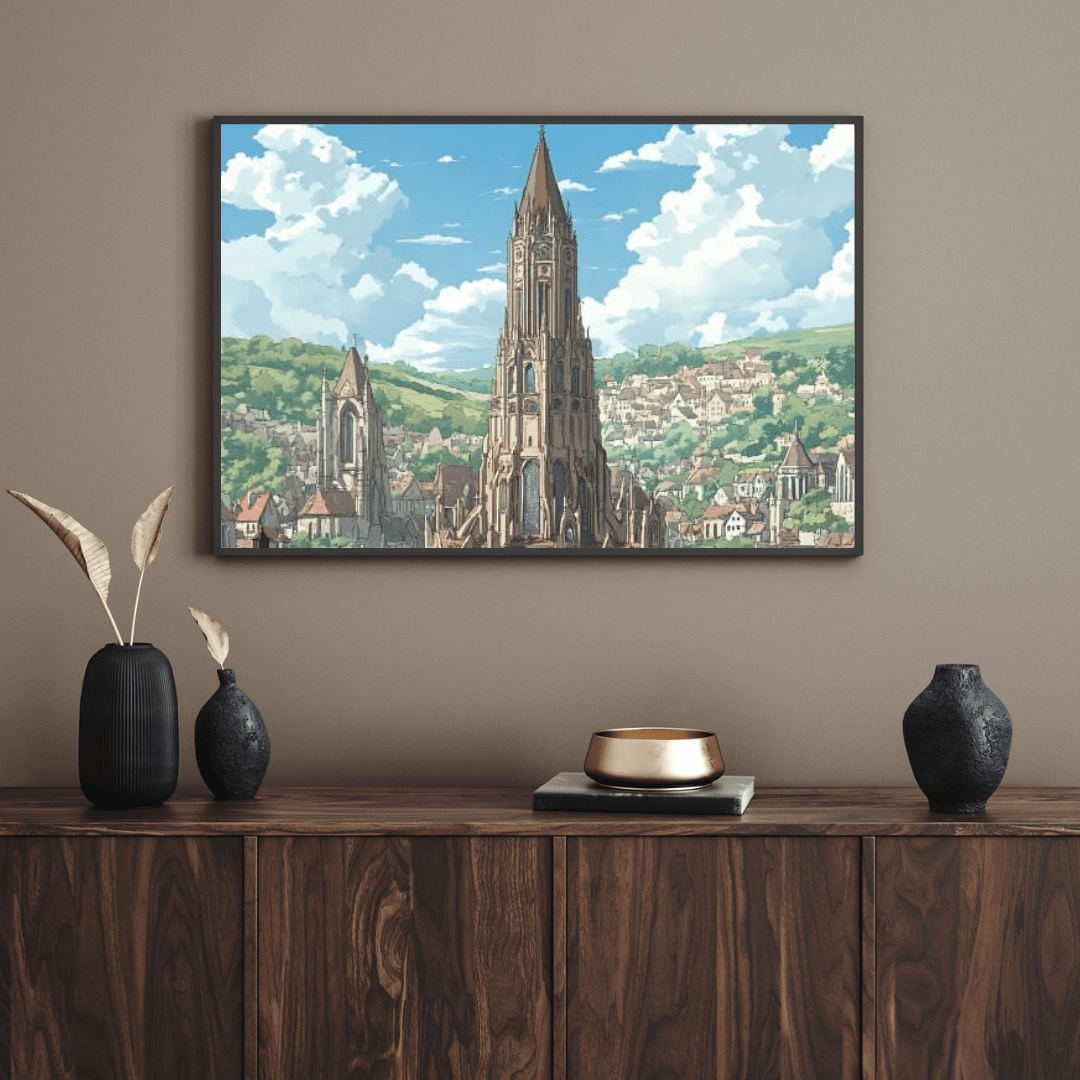 Medieval Gothic Cityscape - Fantasy Wall Art - Aestheticanvas