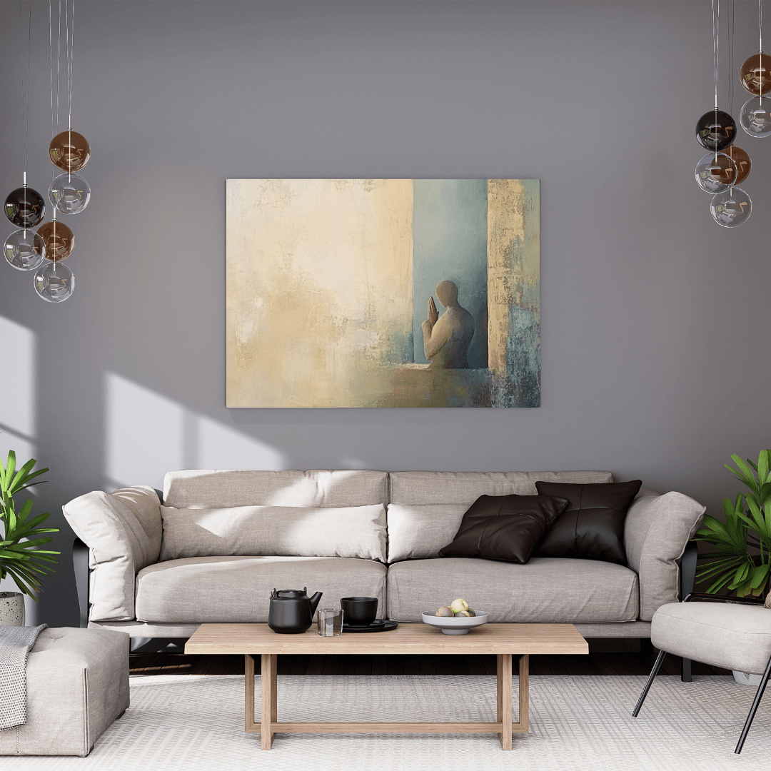 Meditative Silhouette Serenity - Abstract Wall Art - Aestheticanvas