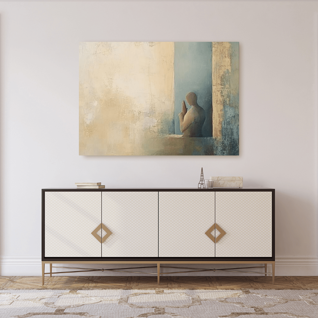 Meditative Silhouette Serenity - Abstract Wall Art - Aestheticanvas