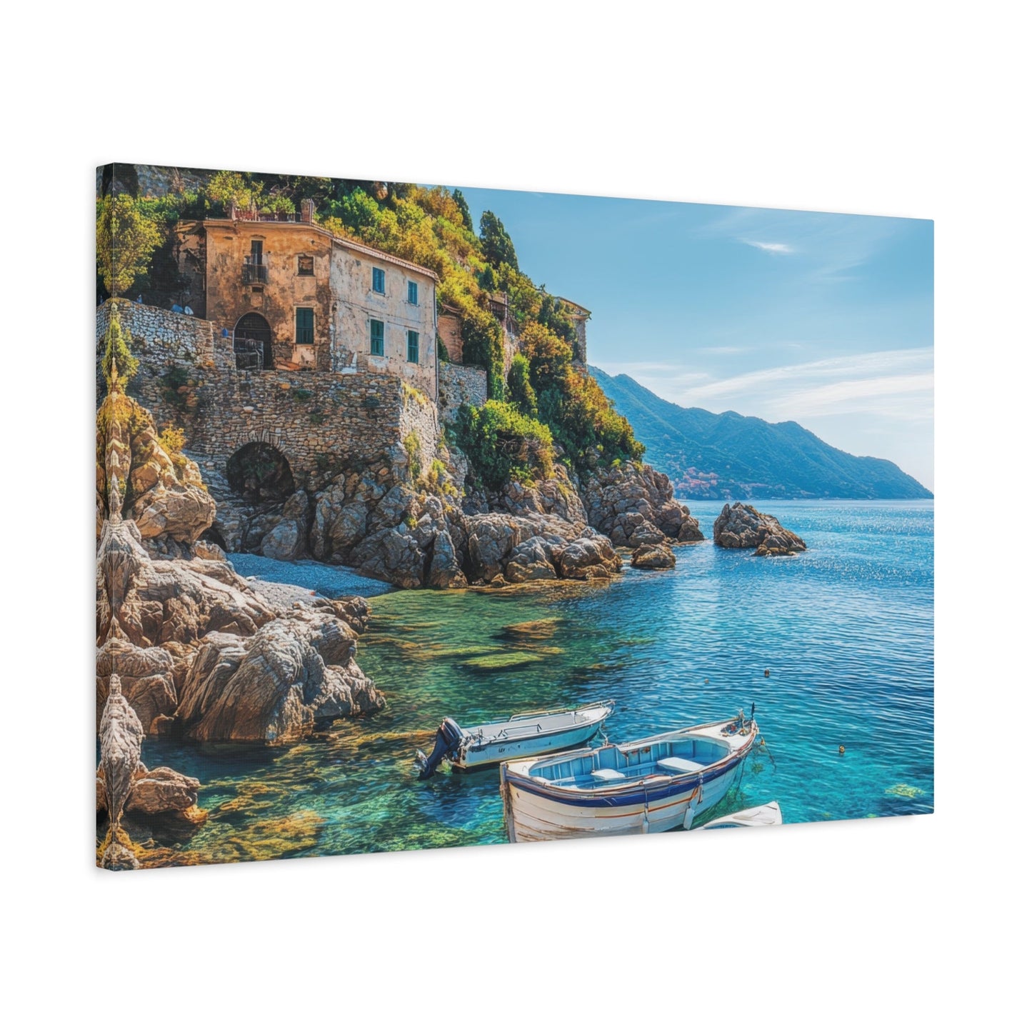 Mediterranean Coastal Serenity - Nature Wall Art - Aestheticanvas