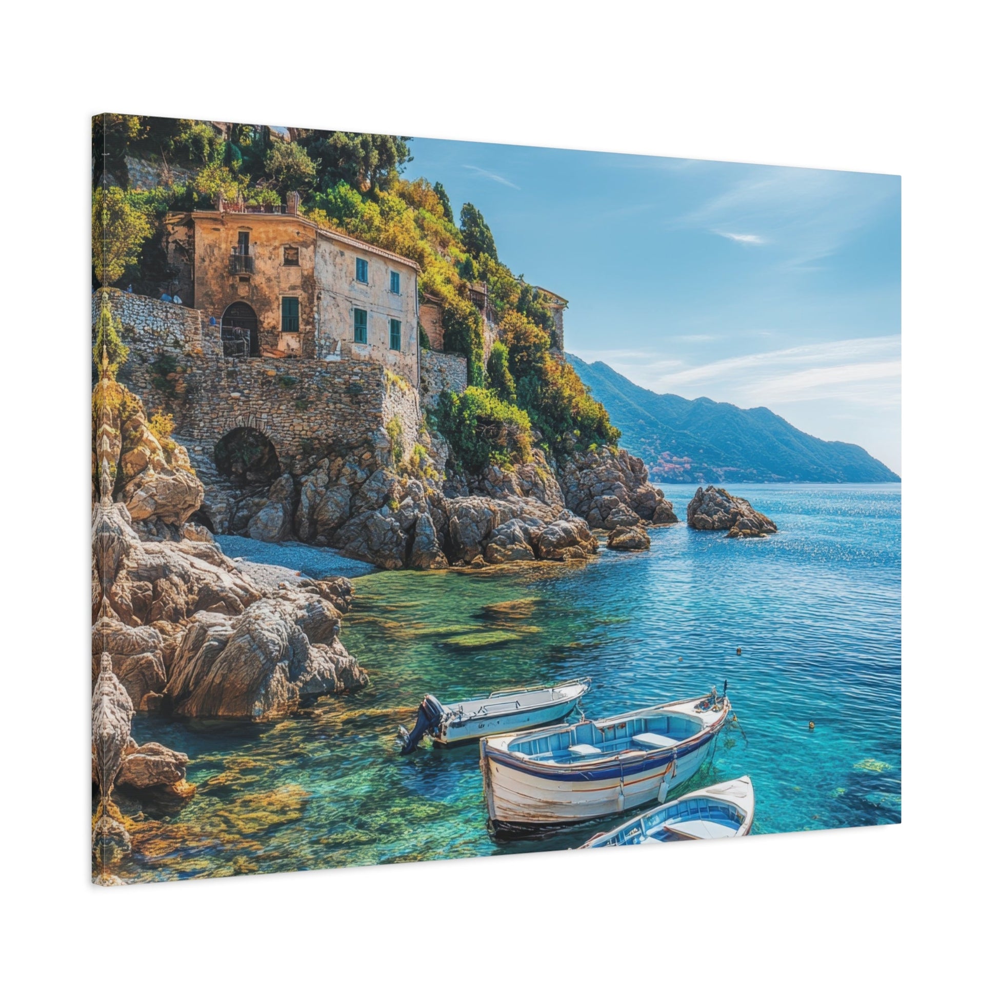 Mediterranean Coastal Serenity - Nature Wall Art - Aestheticanvas