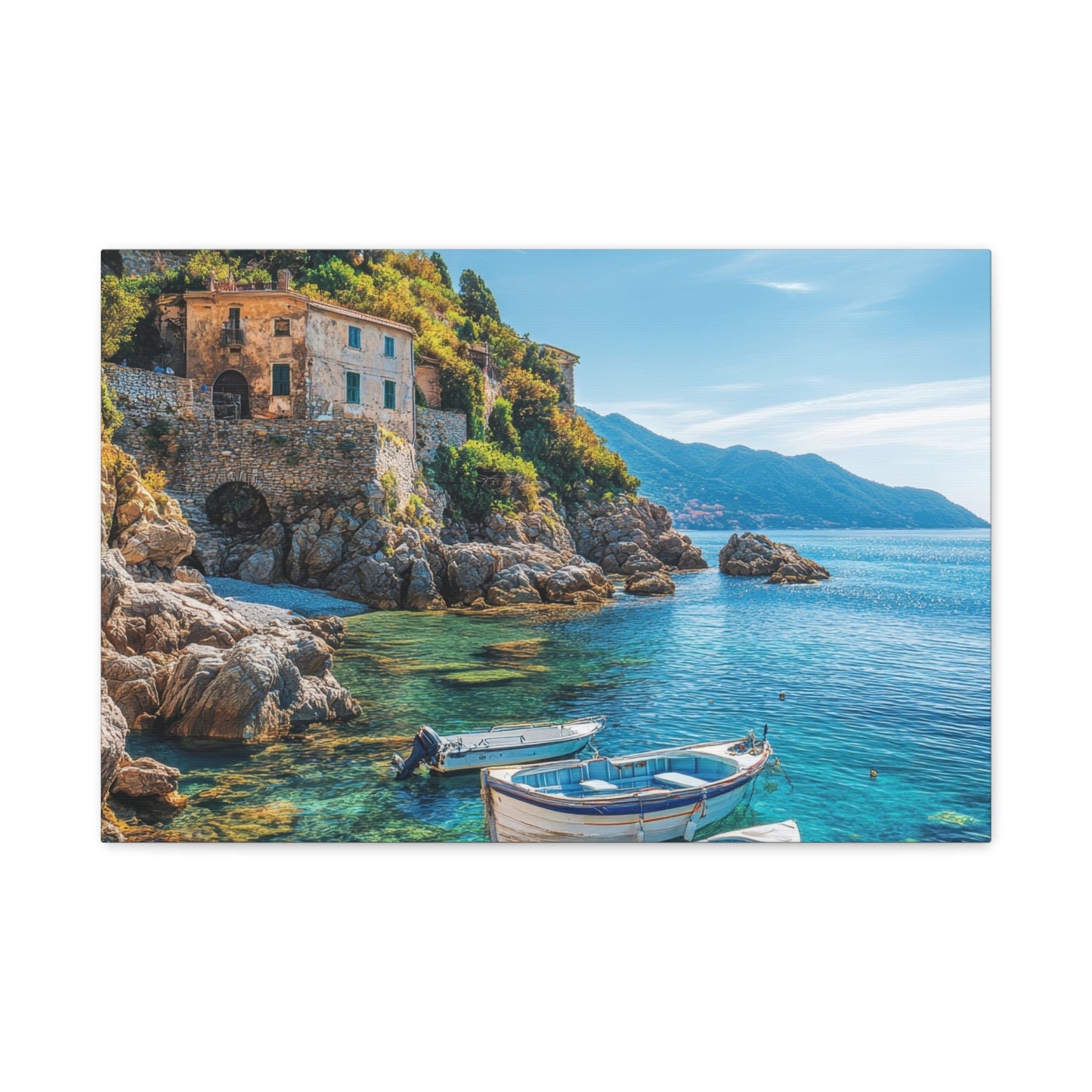 Mediterranean Coastal Serenity - Nature Wall Art - Aestheticanvas