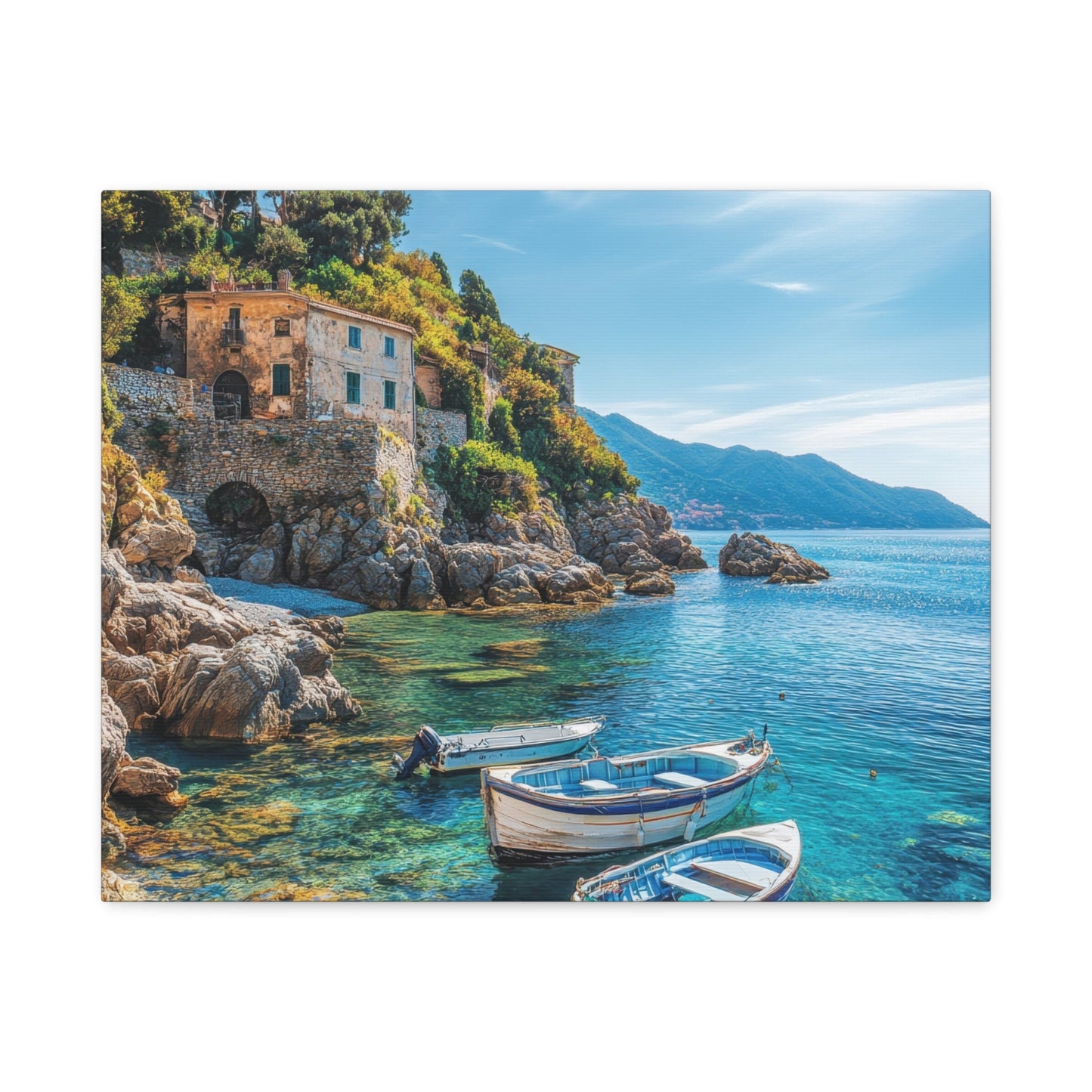 Mediterranean Coastal Serenity - Nature Wall Art - Aestheticanvas