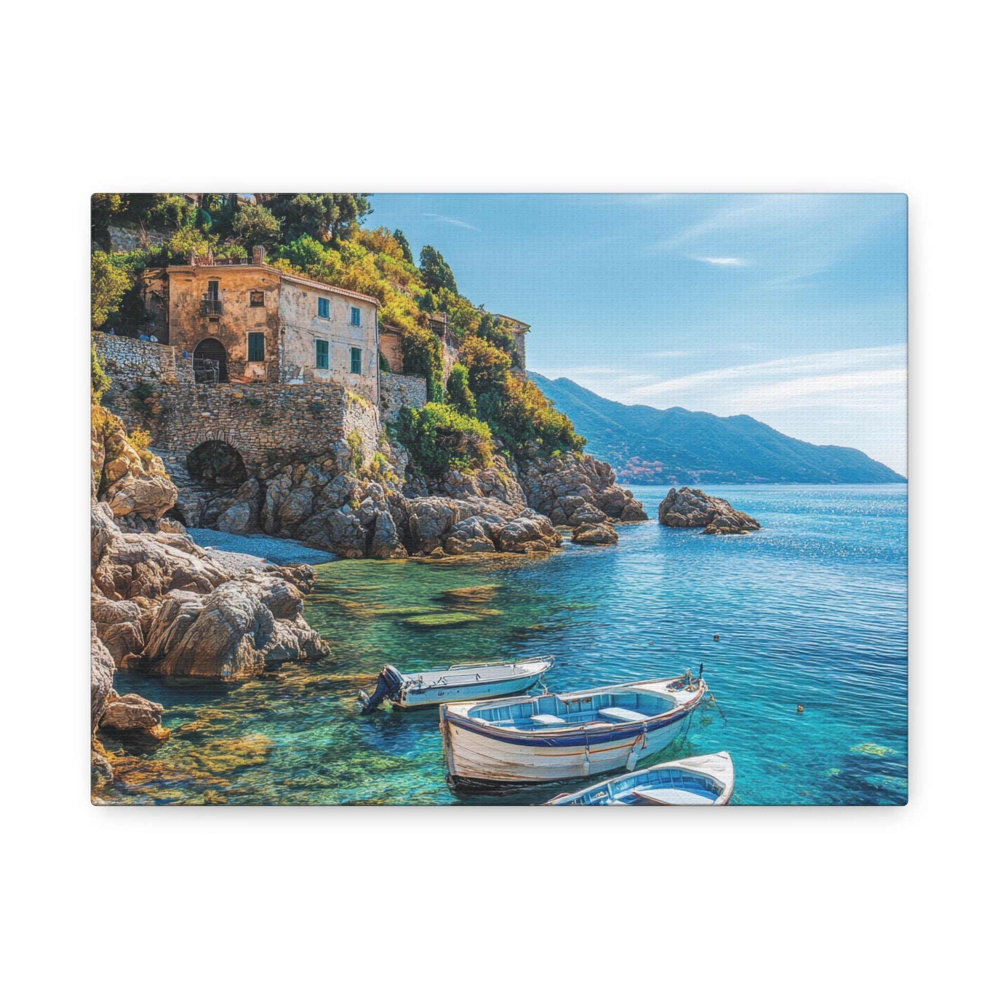 Mediterranean Coastal Serenity - Nature Wall Art - Aestheticanvas