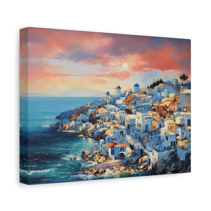 Mediterranean Santorini Sunset - Landscape Wall Art - Aestheticanvas