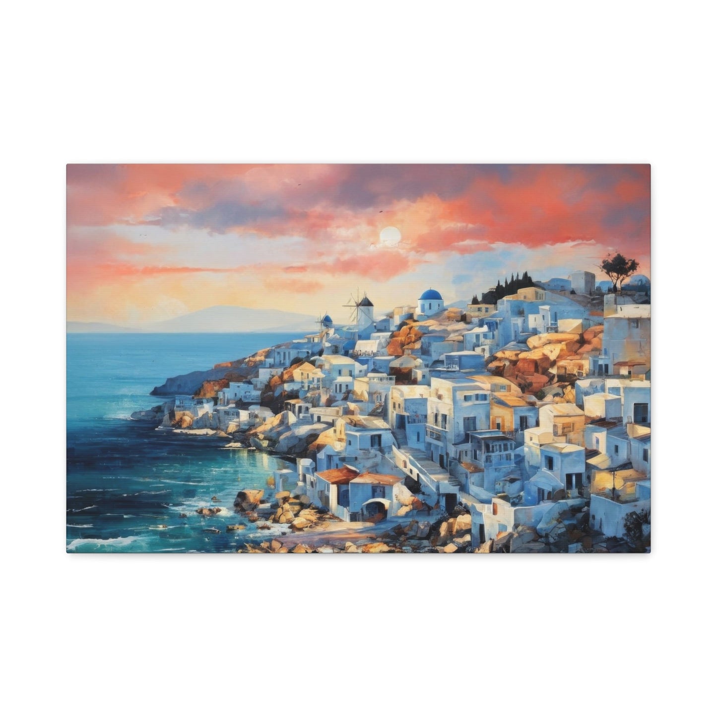 Mediterranean Santorini Sunset - Landscape Wall Art - Aestheticanvas