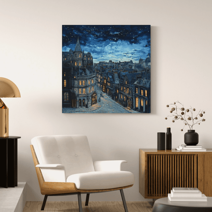 Midnight in Old European City - Cityscape Wall Art - Aestheticanvas