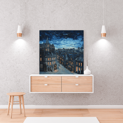 Midnight in Old European City - Cityscape Wall Art - Aestheticanvas