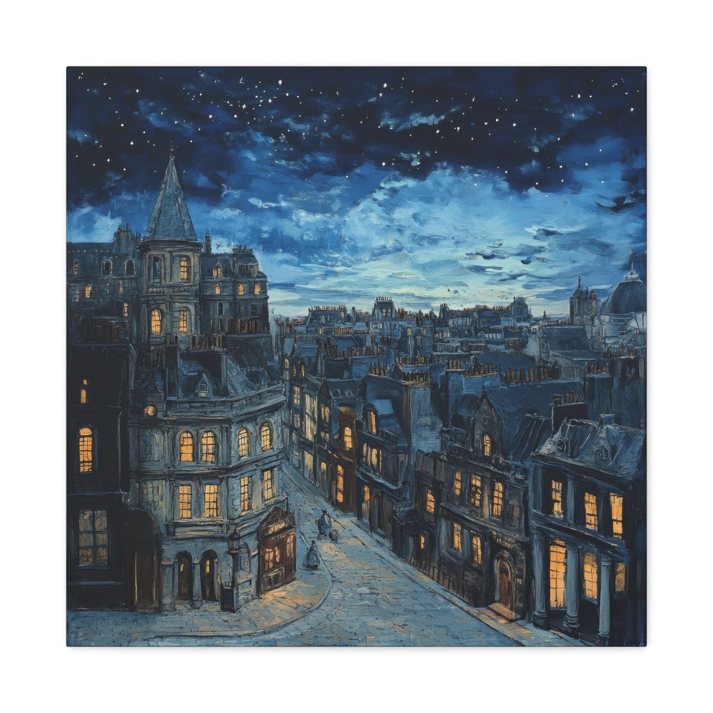 Midnight in Old European City - Cityscape Wall Art - Aestheticanvas