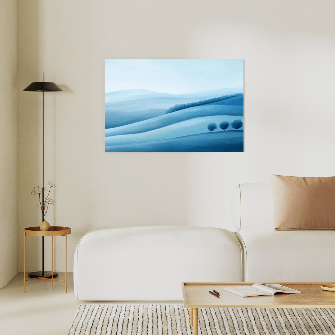 Minimal Blue Rolling Hills - Abstract Wall Art - Aestheticanvas