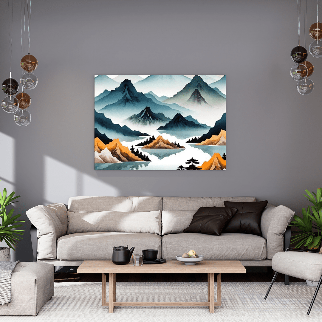 Minimalist Mountains & Lake - Wall Art - Aestheticanvas