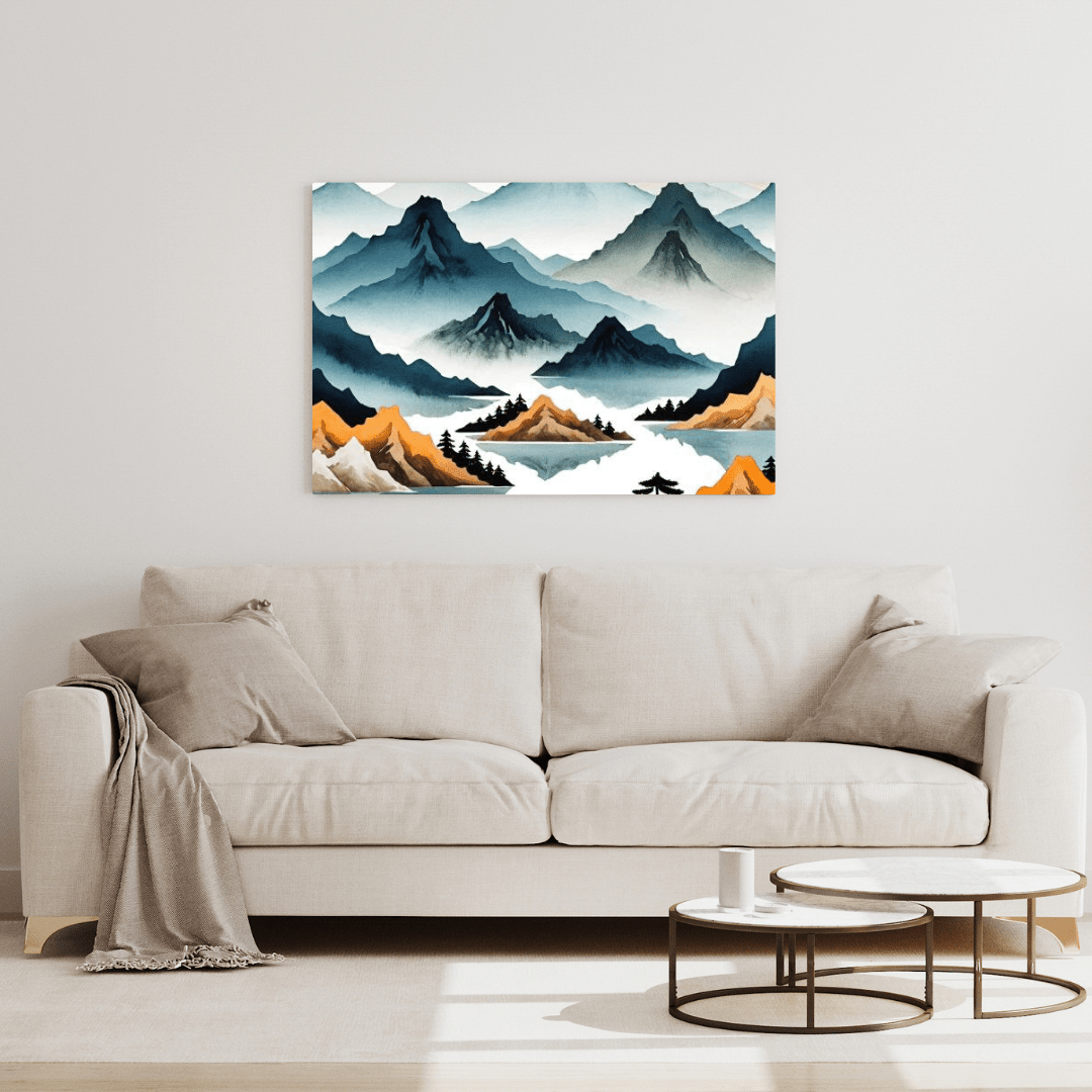 Minimalist Mountains & Lake - Wall Art - Aestheticanvas