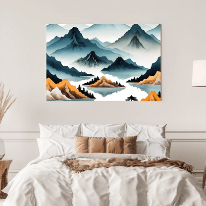 Minimalist Mountains & Lake - Wall Art - Aestheticanvas