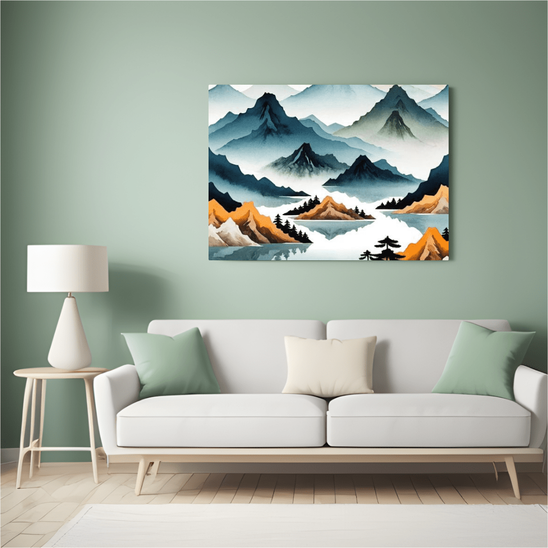 Minimalist Mountains & Lake - Wall Art - Aestheticanvas