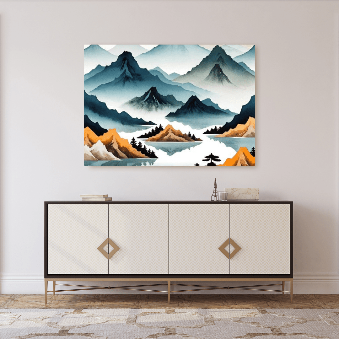 Minimalist Mountains & Lake - Wall Art - Aestheticanvas