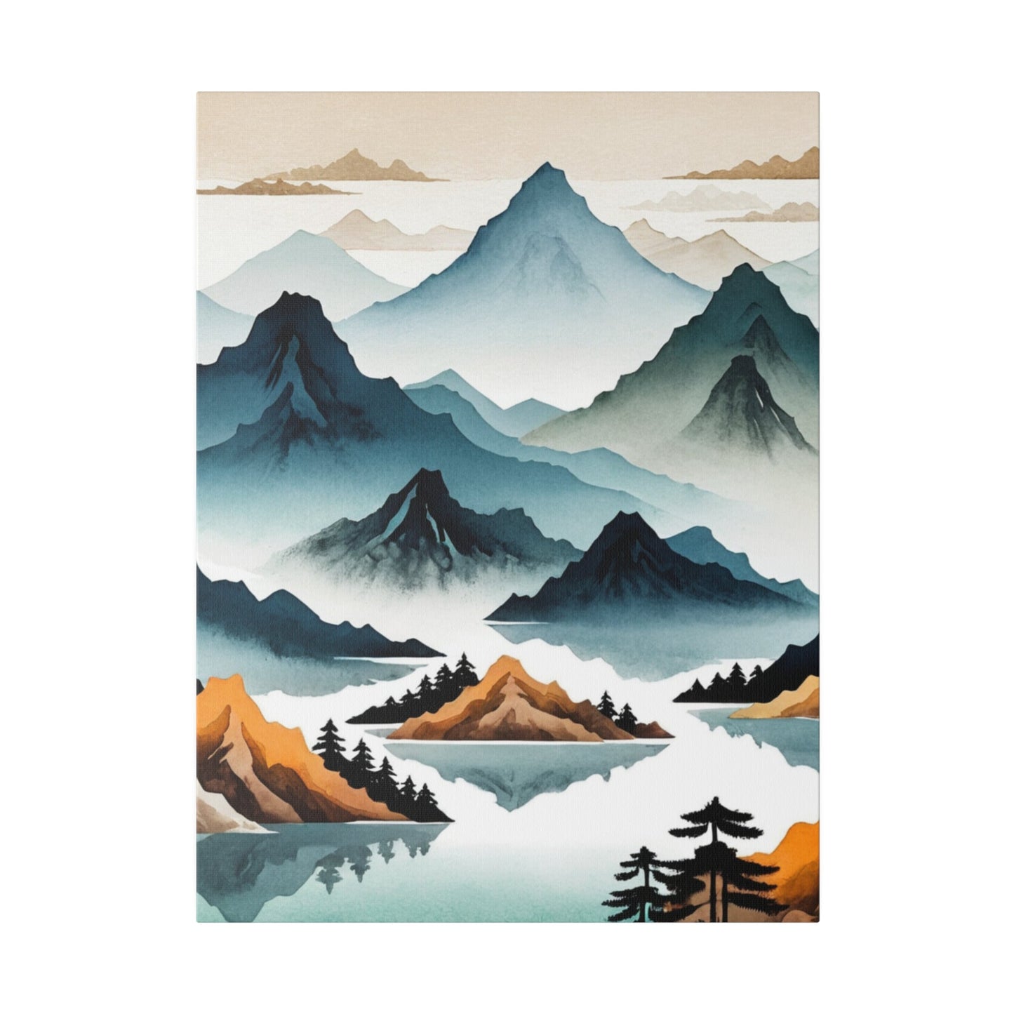 Minimalist Mountains & Lake - Wall Art - Aestheticanvas