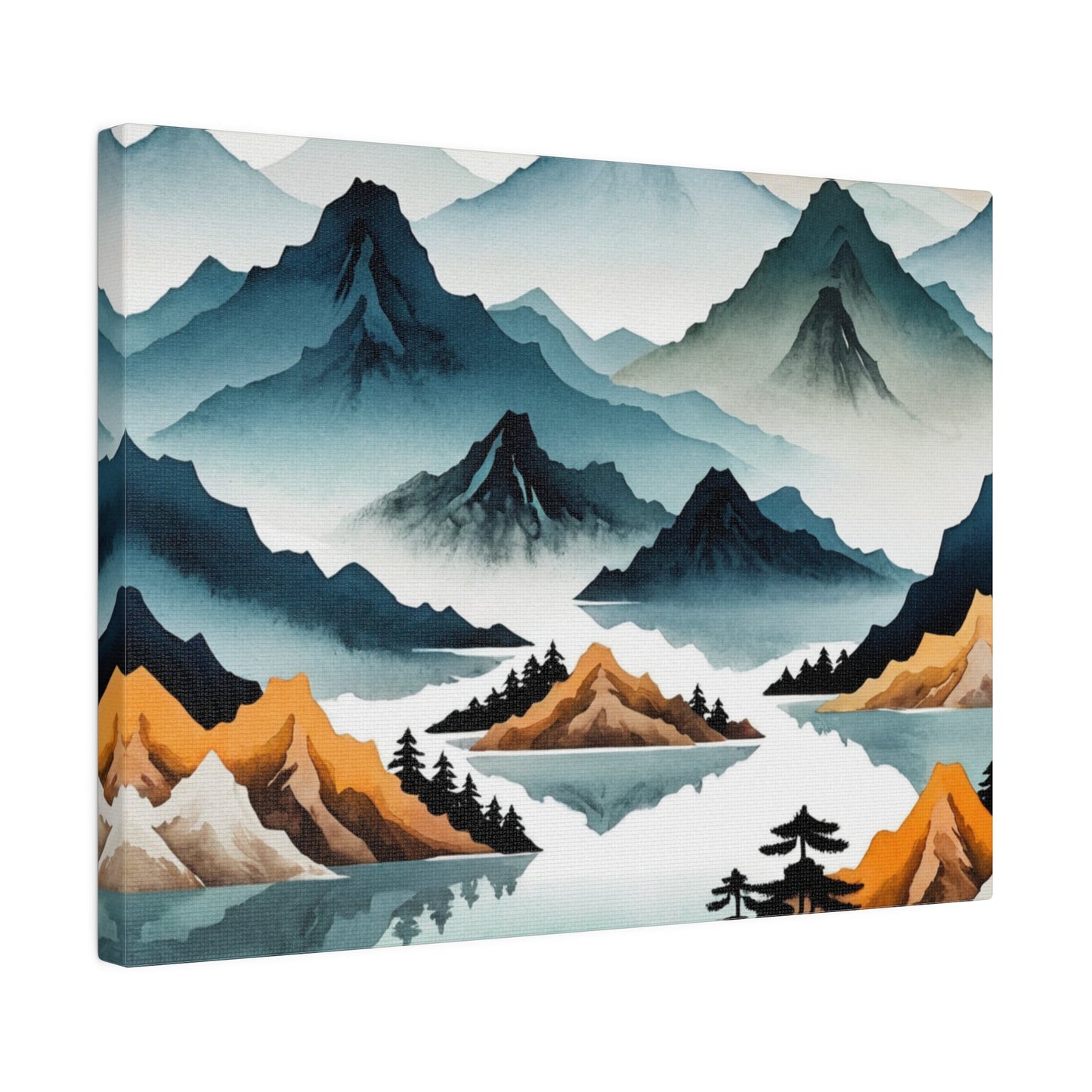 Minimalist Mountains & Lake - Wall Art - Aestheticanvas