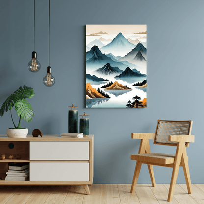 Minimalist Mountains & Lake - Wall Art - Aestheticanvas