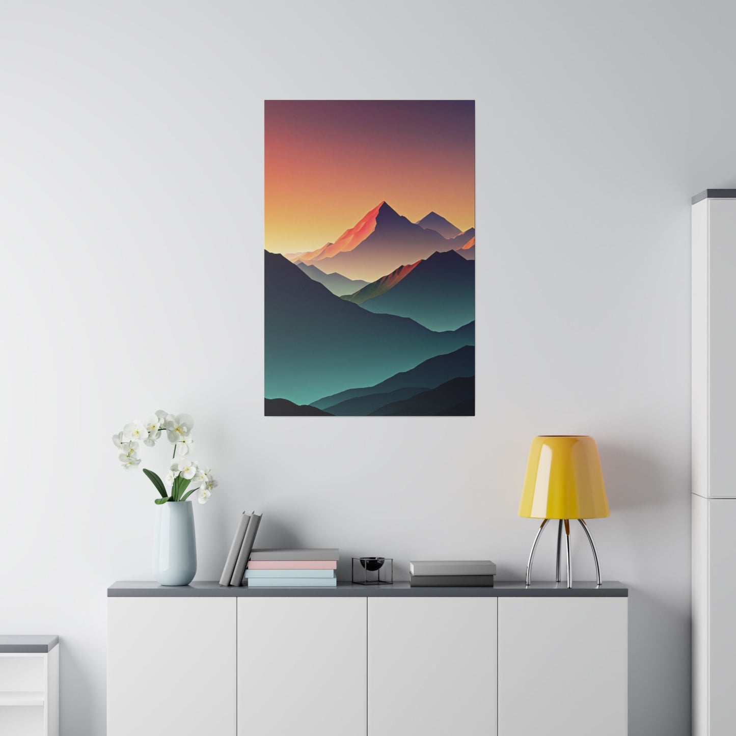 Minimalist Sunrise In The Mountains - Wall Art - Aestheticanvas