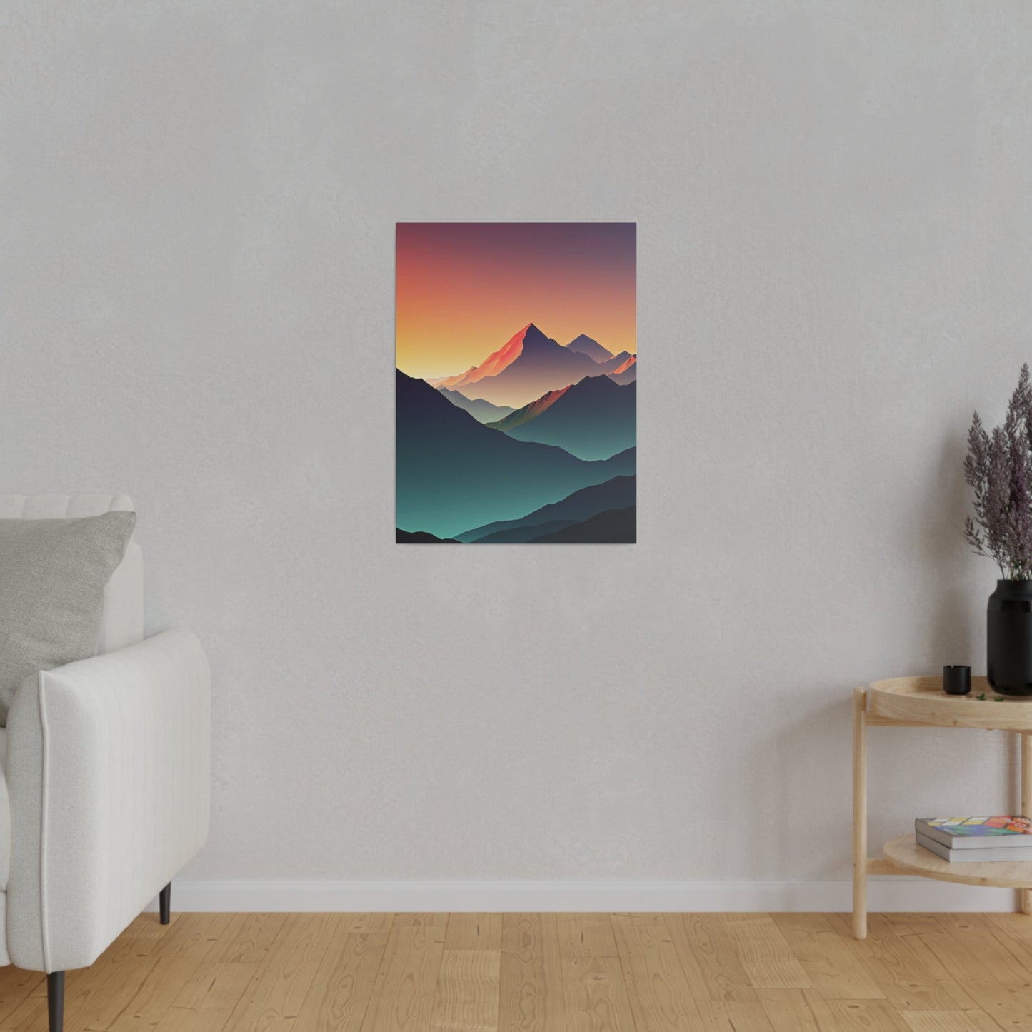 Minimalist Sunrise In The Mountains - Wall Art - Aestheticanvas