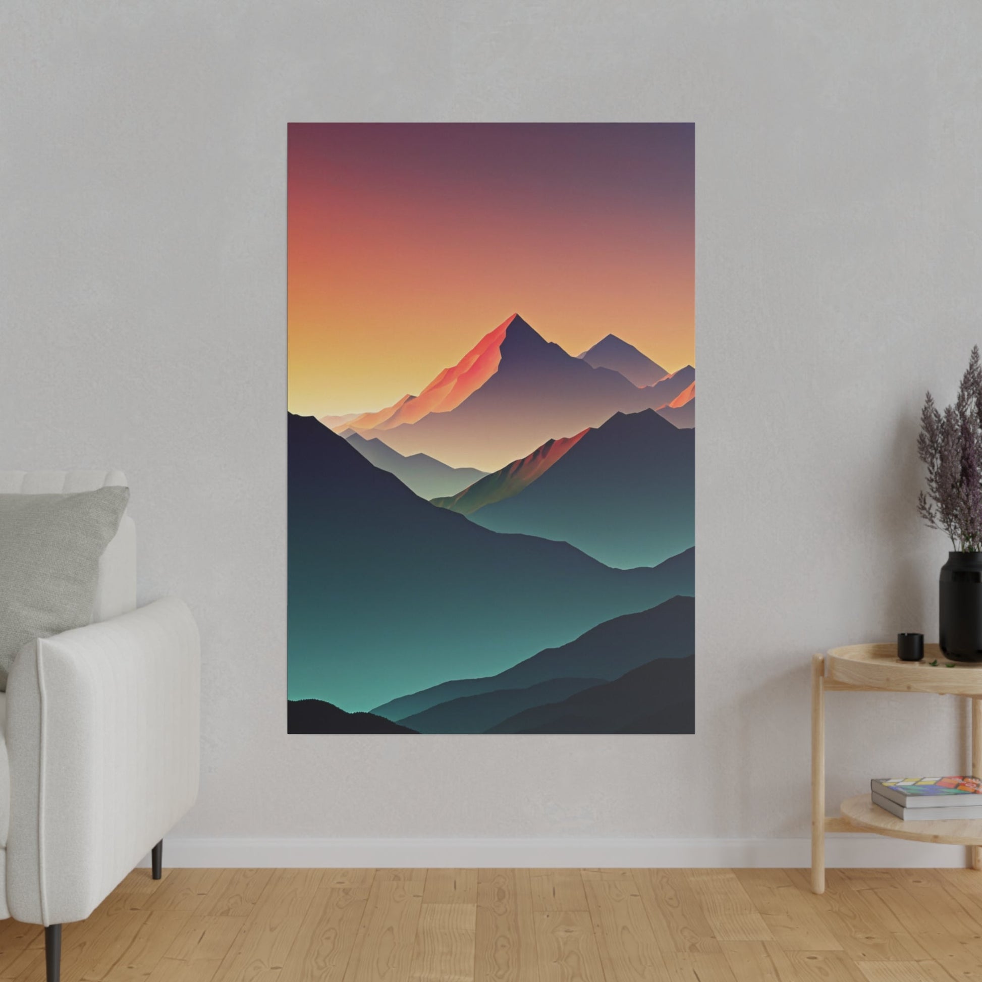 Minimalist Sunrise In The Mountains - Wall Art - Aestheticanvas