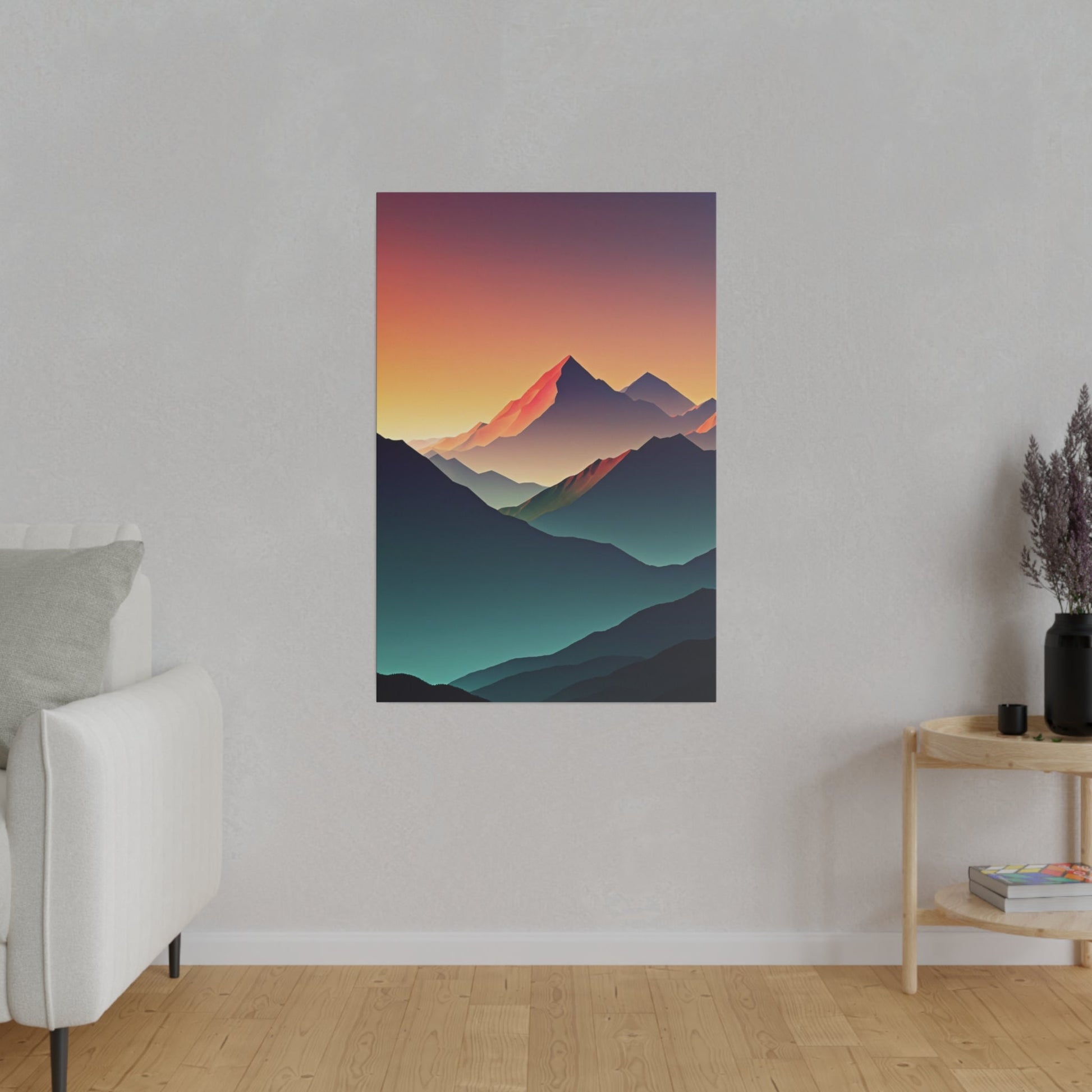 Minimalist Sunrise In The Mountains - Wall Art - Aestheticanvas