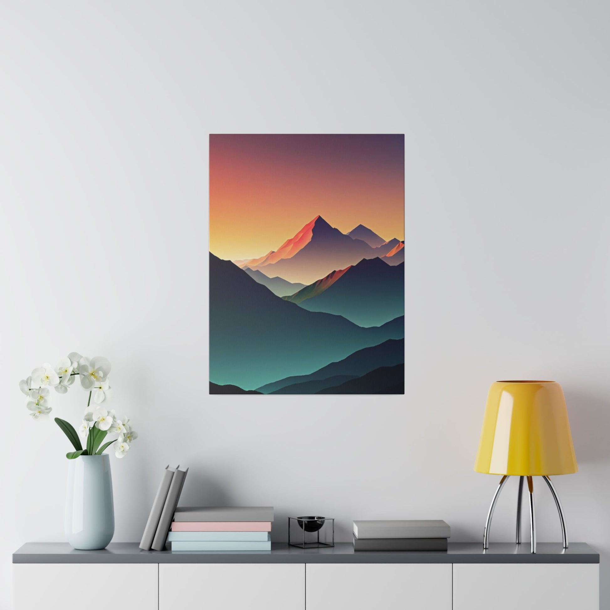 Minimalist Sunrise In The Mountains - Wall Art - Aestheticanvas