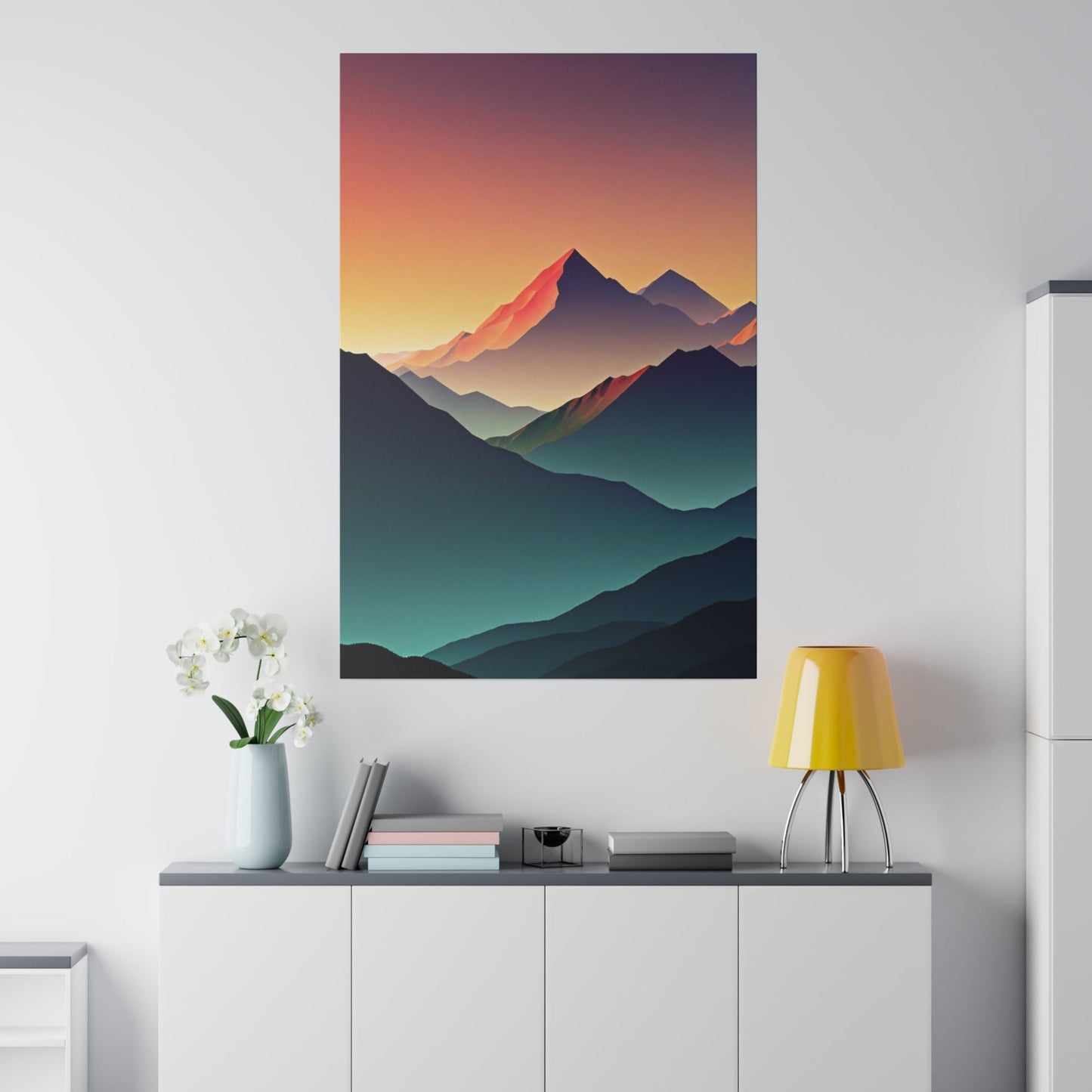 Minimalist Sunrise In The Mountains - Wall Art - Aestheticanvas