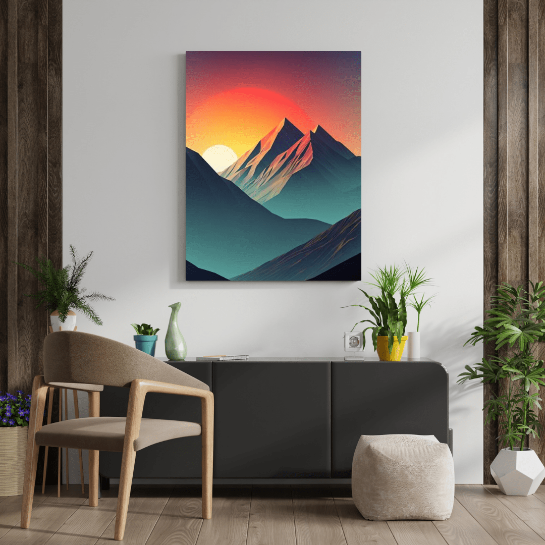 Minimalist Sunset in the Moutains - Wall Art - Aestheticanvas