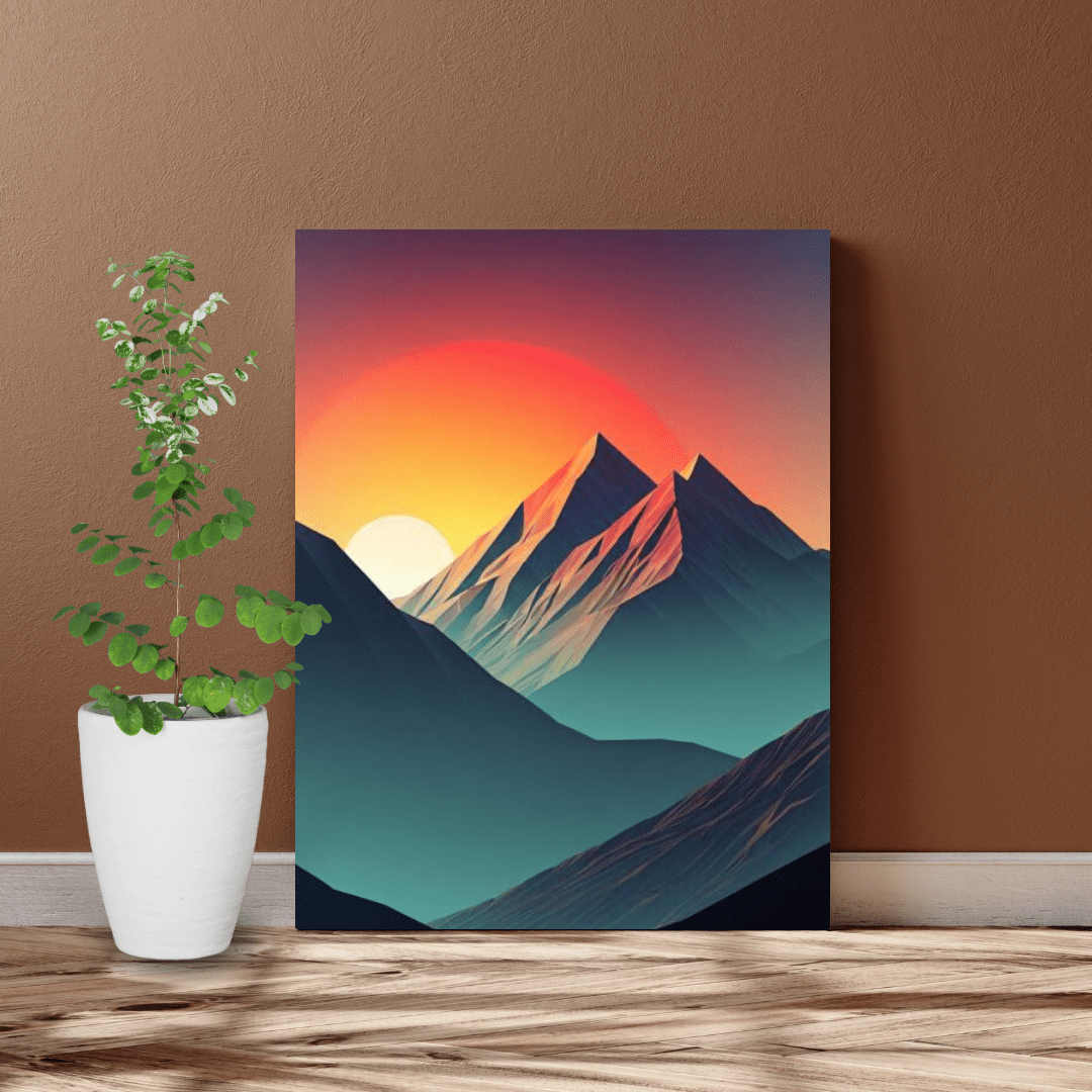 Minimalist Sunset in the Moutains - Wall Art - Aestheticanvas