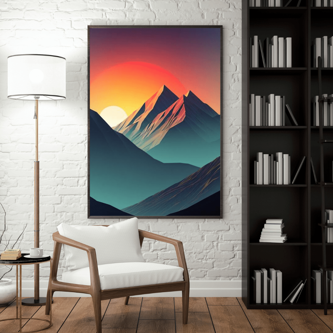 Minimalist Sunset in the Moutains - Wall Art - Aestheticanvas