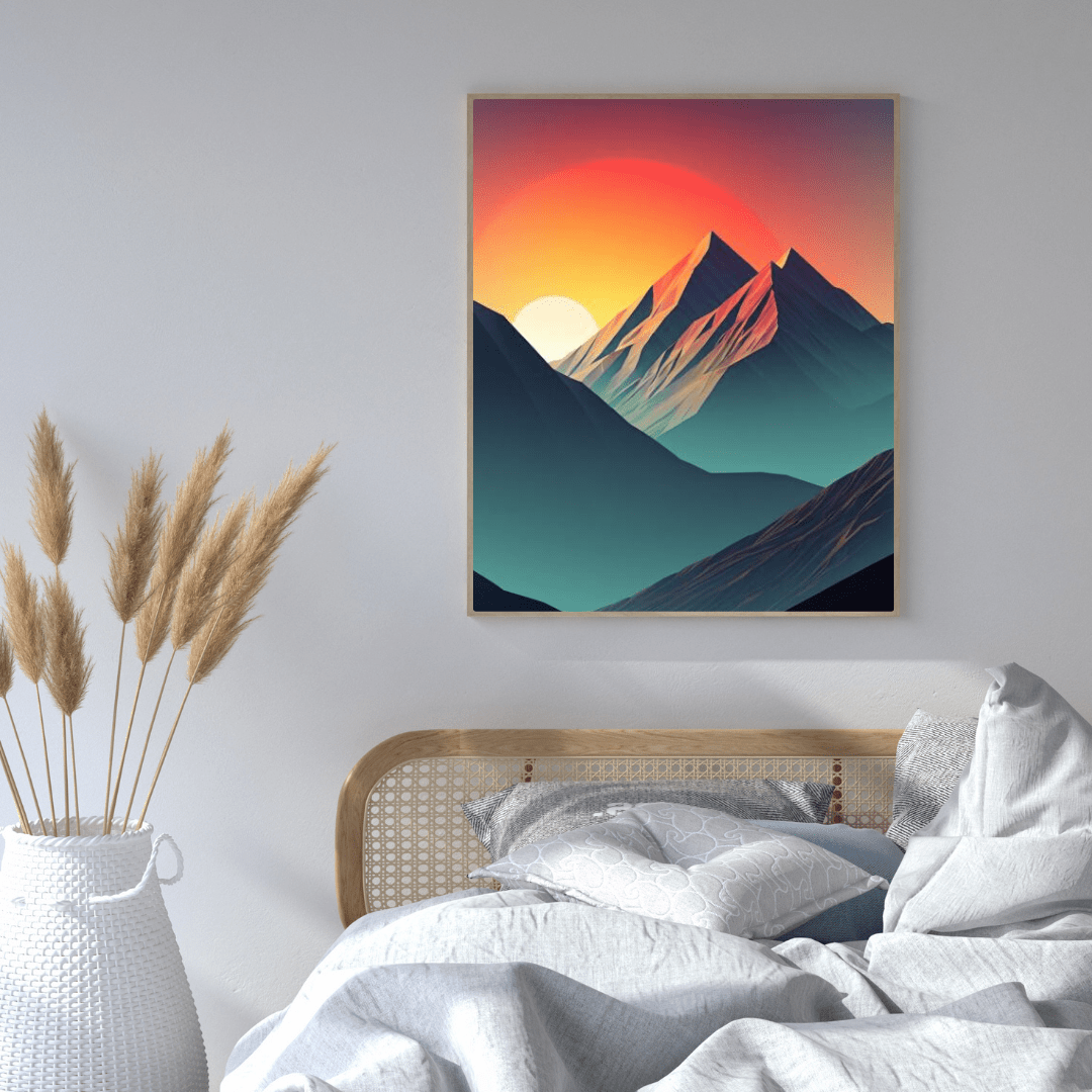 Minimalist Sunset in the Moutains - Wall Art - Aestheticanvas