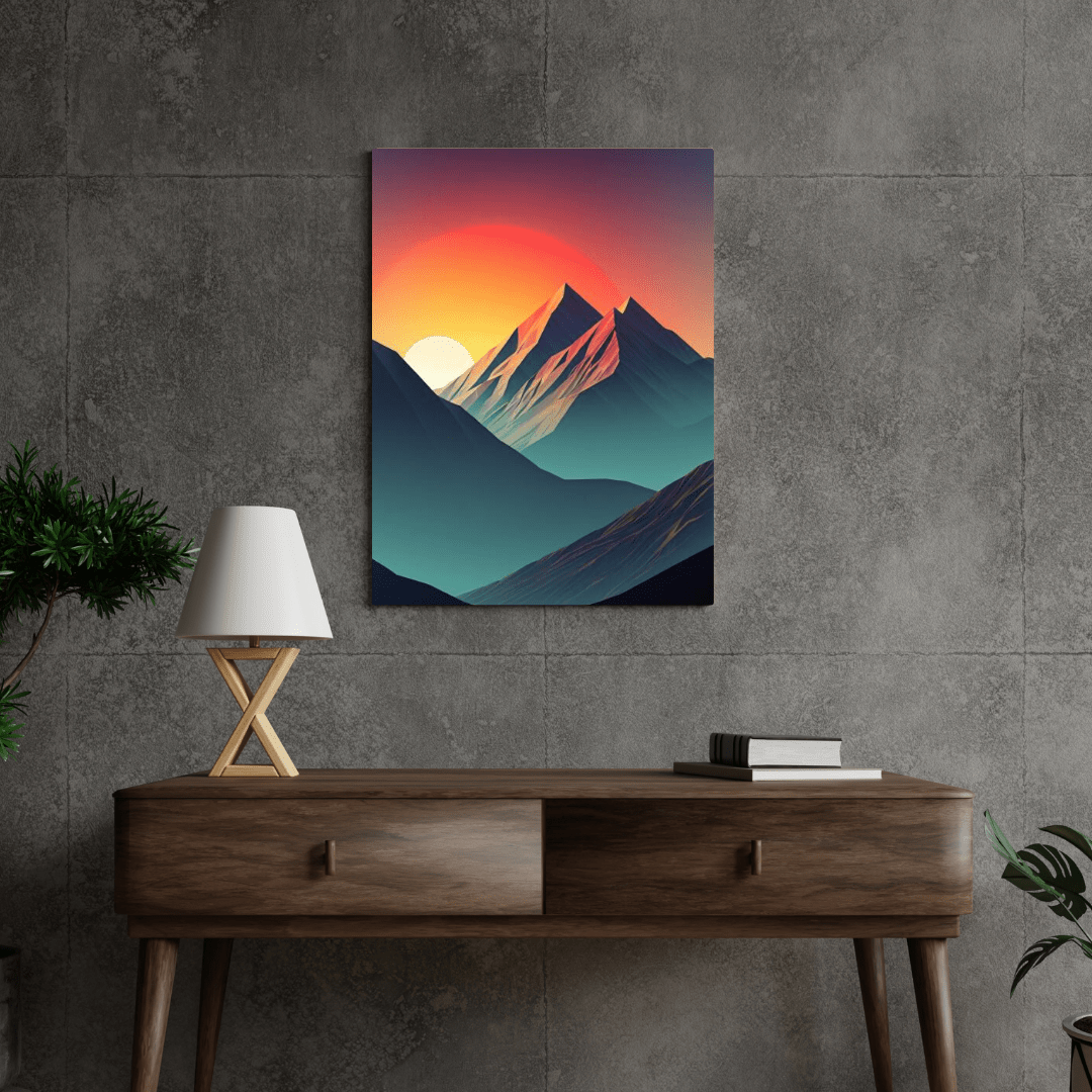 Minimalist Sunset in the Moutains - Wall Art - Aestheticanvas