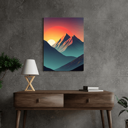 Minimalist Sunset in the Moutains - Wall Art - Aestheticanvas