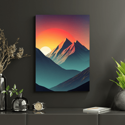 Minimalist Sunset in the Moutains - Wall Art - Aestheticanvas