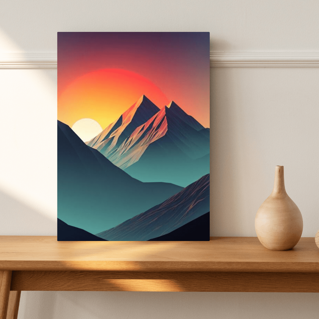 Minimalist Sunset in the Moutains - Wall Art - Aestheticanvas