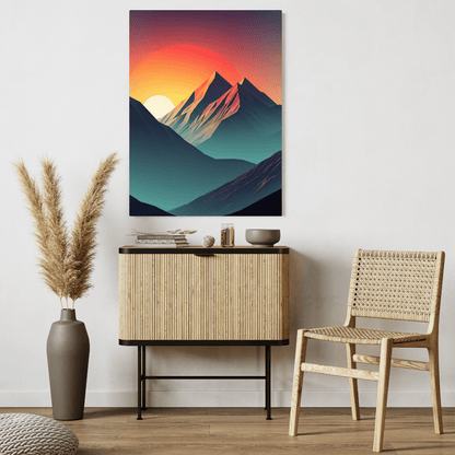 Minimalist Sunset in the Moutains - Wall Art - Aestheticanvas