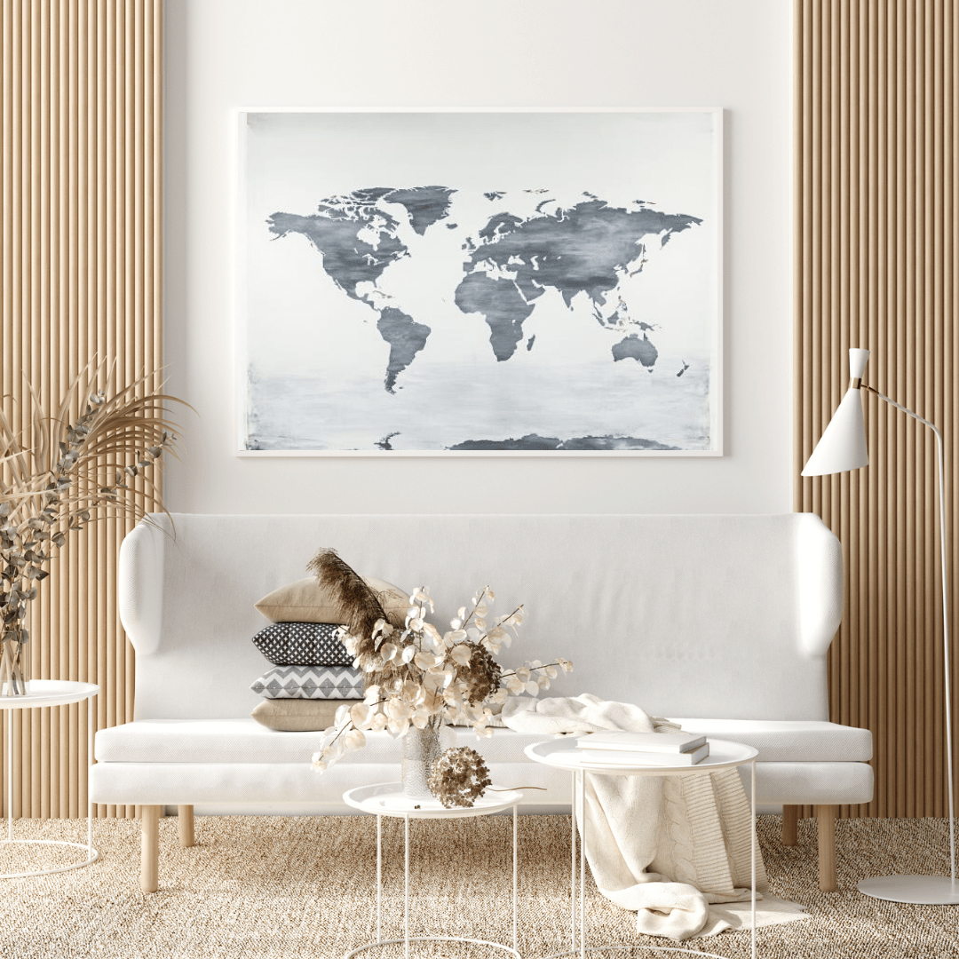 Minimalist World Map Art - Geography Wall Art - Aestheticanvas