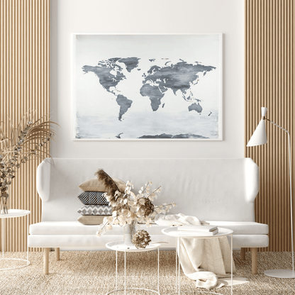 Minimalist World Map Art - Geography Wall Art - Aestheticanvas